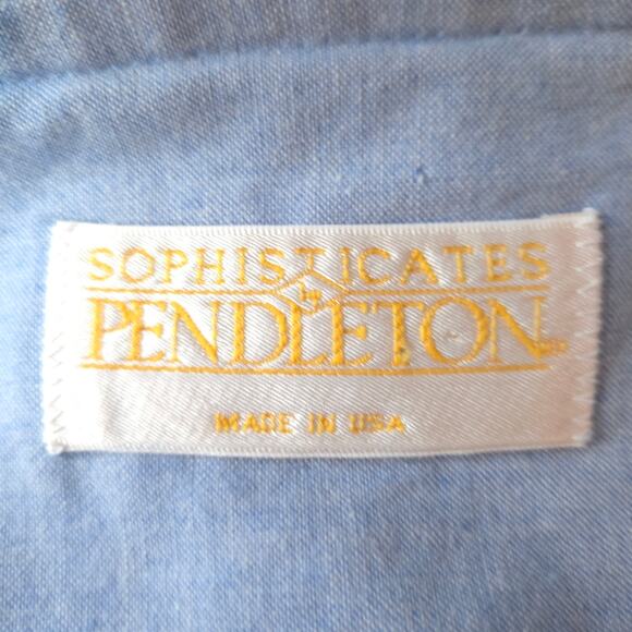 Vintage Pendleton Sophisticates Button Up Jumper Dress Blue Chambray Size 12 - Picture 5 of 6